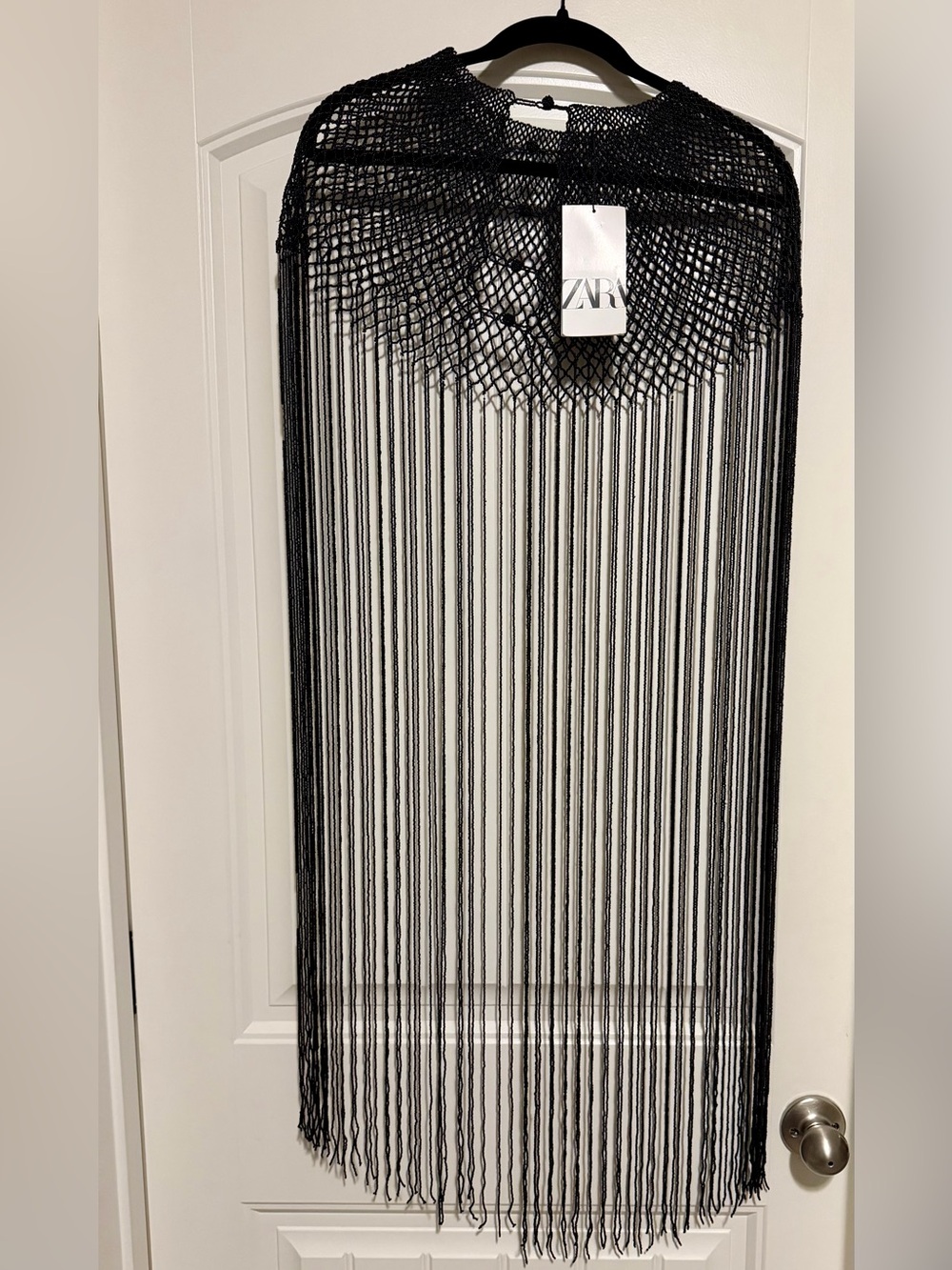 NWT Zara Glass Beaded Fringe Cape - Picture 5 of 6